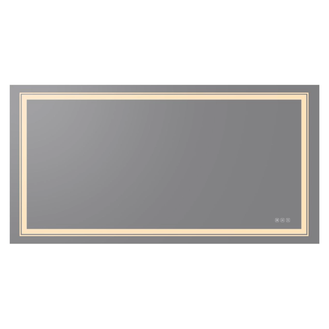 Arba 72" x 30" Frameless Rectangular Anti-Fog Adjustable LED Light Bathroom Vanity Mirror in Silver