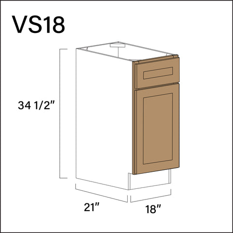 Wood Brown Shaker Vanity Sink Base Cabinet - 18" W x 34.5" H x 21" D