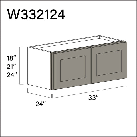 Dark Taupe Shaker Wall Bridge Double Door Cabinet - 33" W x 21" H x 24" D