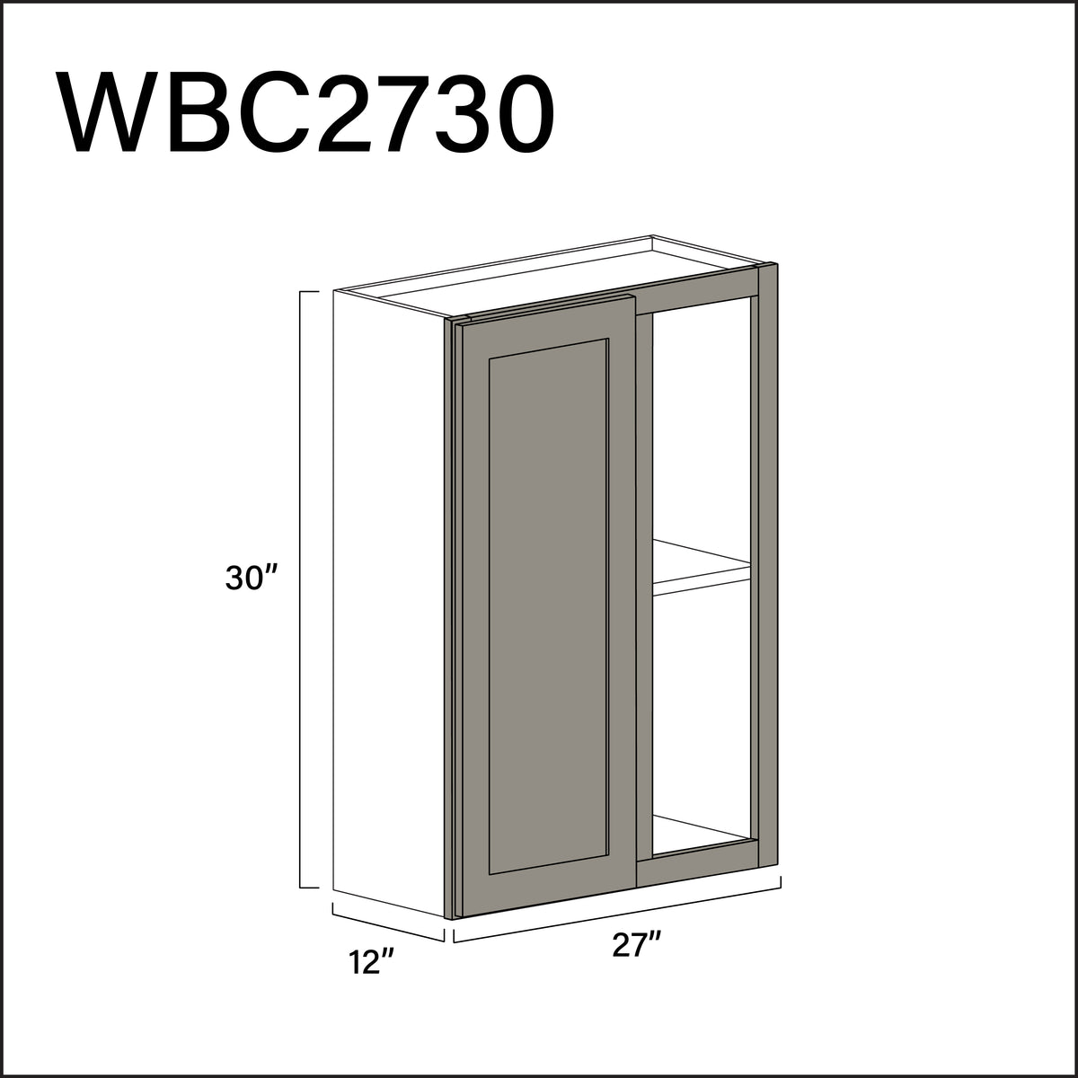 Dark Taupe Shaker Wall Blind Corner Cabinet - 27" W x 30" H x 12" D