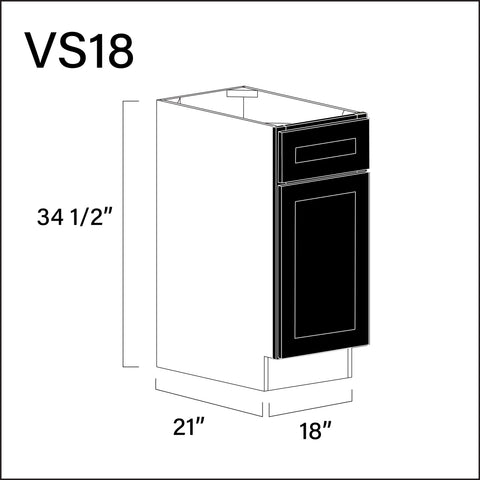 Black Shaker Vanity Sink Base Cabinet - 18" W x 34.5" H x 21" D