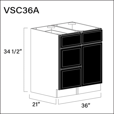 Angel Black Slim Shaker Vanity Sink Combo A Cabinets - 36" W x 34.5" H x 21" D