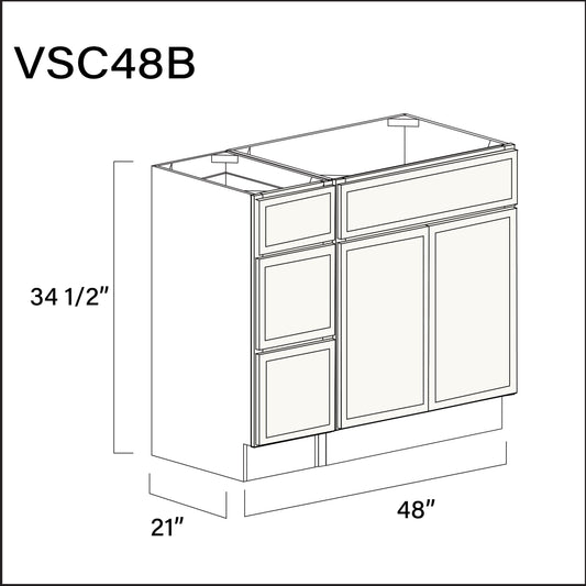 Angel White Slim Shaker Vanity Sink Combo B Cabinets - 48" W x 34.5" H x 21" D