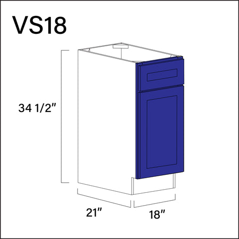 Royal Blue Shaker Vanity Sink Base Cabinet - 18" W x 34.5" H x 21" D