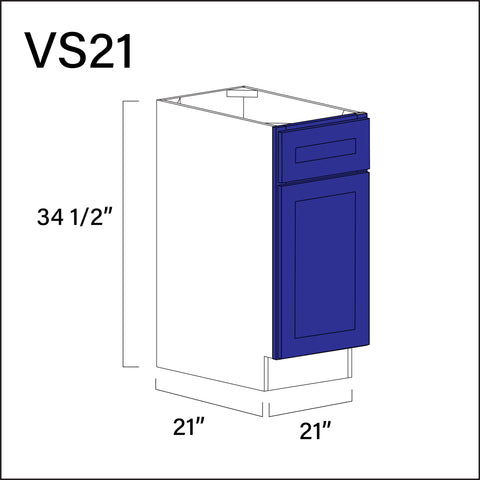 Royal Blue Shaker Vanity Sink Base Cabinet - 21" W x 34.5" H x 21" D