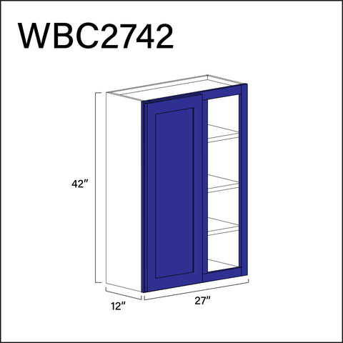 Royal Blue Shaker Wall Blind Corner Cabinet - 27" W x 42" H x 12" D