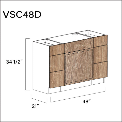 Textured Oak Shaker Vanity Sink Combo D Cabinets - 48" W x 34.5" H x 21" D