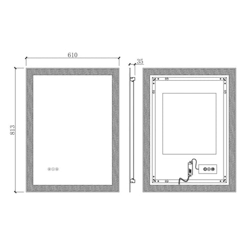 Arba 24" x 32" Frameless Rectangular Anti-Fog Adjustable LED Light Bathroom Vanity Mirror
