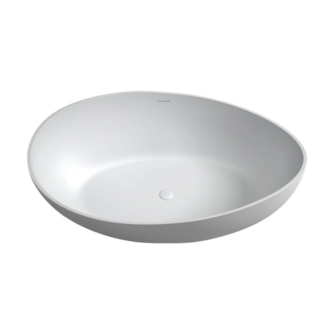 Arba 63" x 39" Extra Wide Freestanding Solid Surface Bathtub in Matte White