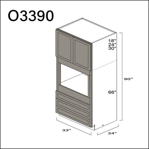 Dark Taupe Shaker Single Oven Cabinet - 33" W x 90" H x 24" D
