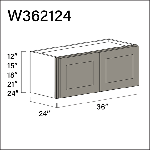 Dark Taupe Shaker Wall Bridge Double Door Cabinet - 36" W x 21" H x 24" D