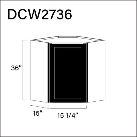 Black Shaker Diagonal Wall Corner Cabinet - 27" W x 36" H x 15" D