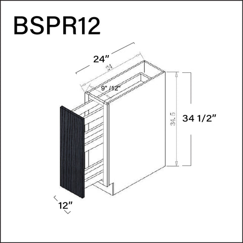 Darkwood Frameless Base Spice Rack Cabinet - 12" W x 34.5" H x 24" D