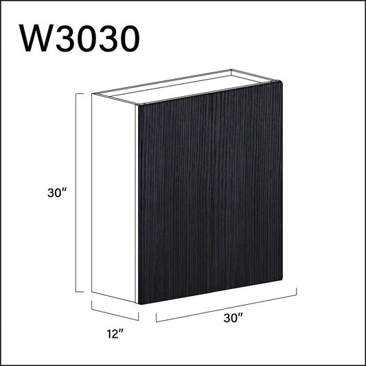 Darkwood Frameless Double Door Wall Cabinet - 30" W x 30" H x 12" D