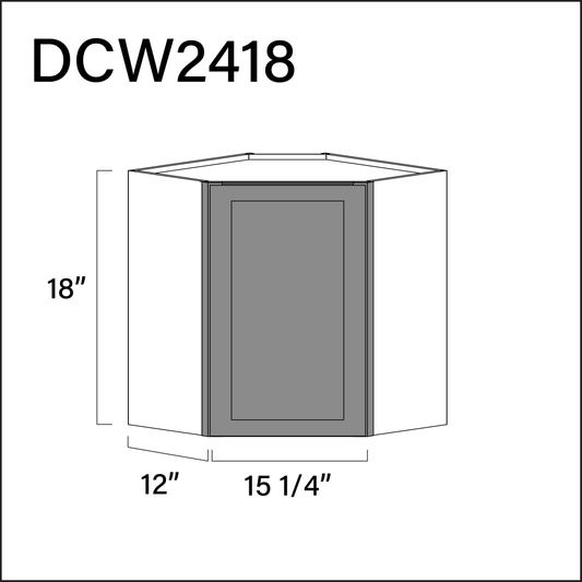 Earth Grey Shaker Diagonal Wall Corner Cabinet - 24" W x 18" H x 12" D