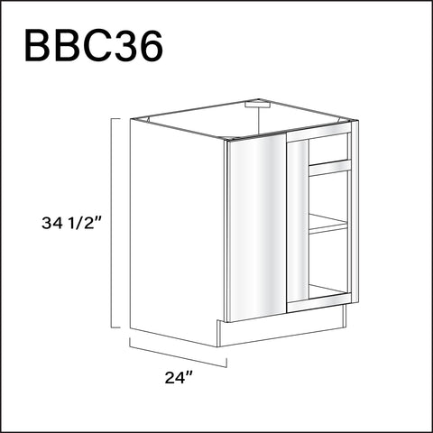 Glossy White Frameless Base Blind Corner Cabinet - 27" W x 34.5" H x 24" D