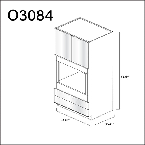 Glossy White Frameless Single Oven Cabinet - 30" W x 84" H x 24" D