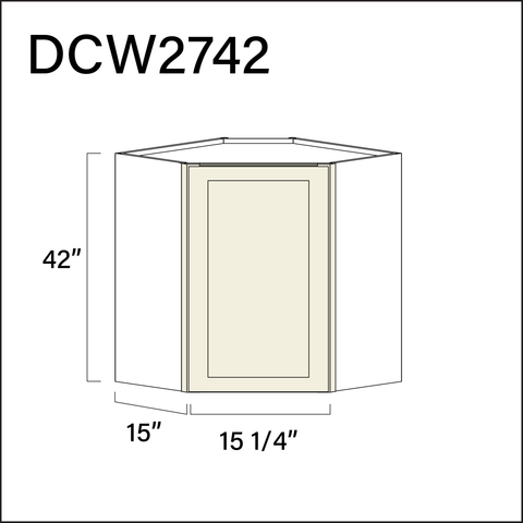 Milkshake White Diagonal Wall Corner Cabinet - 27" W x 42" H x 12" D