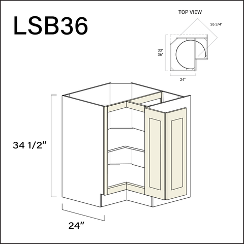 Milkshake White Lazy Susan Kitchen Cabinet - 36" W x 34.5" H x 24" D