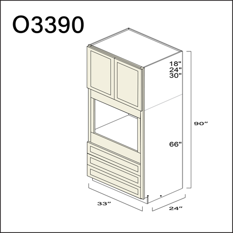 Milkshake White Single Oven Cabinet - 33" W x 90" H x 24" D