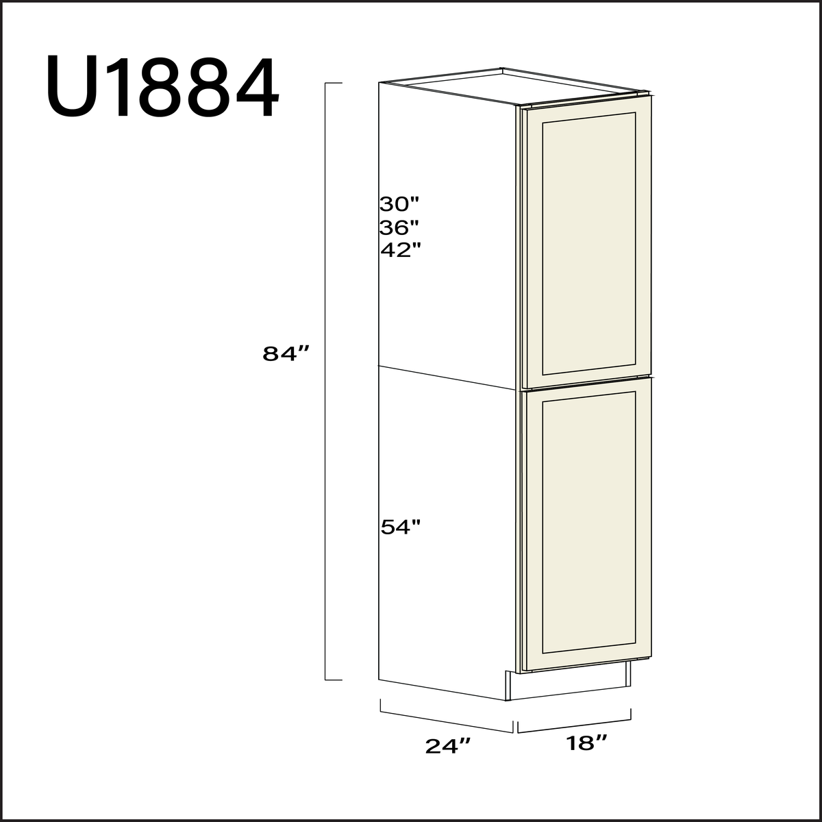 Milkshake White Single Door Pantry Cabinet - 18" W x 84" H x 24" D