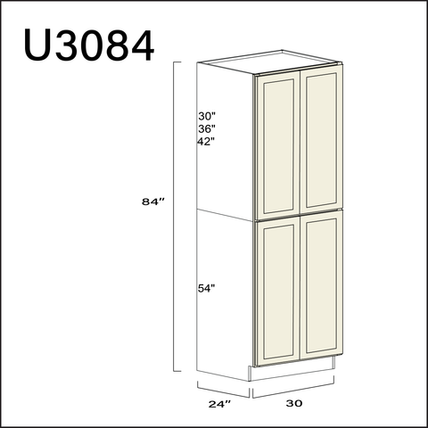 Milkshake White Double Door Pantry Cabinet - 30" W x 84" H x 24" D