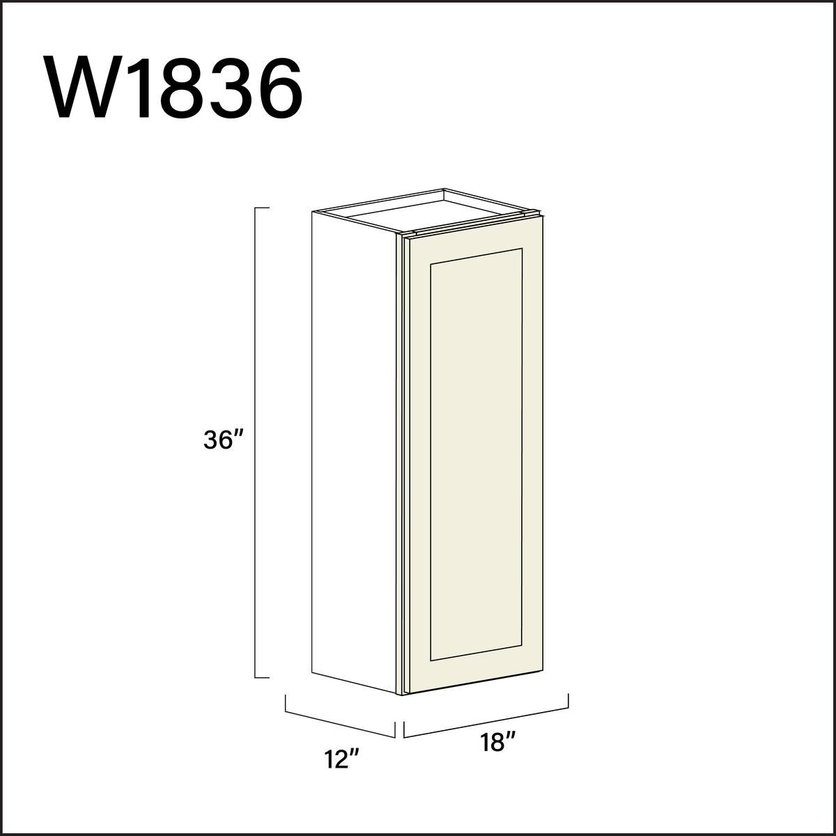 Milkshake White Single Door Wall Cabinet - 18" W x 36" H x 12" D