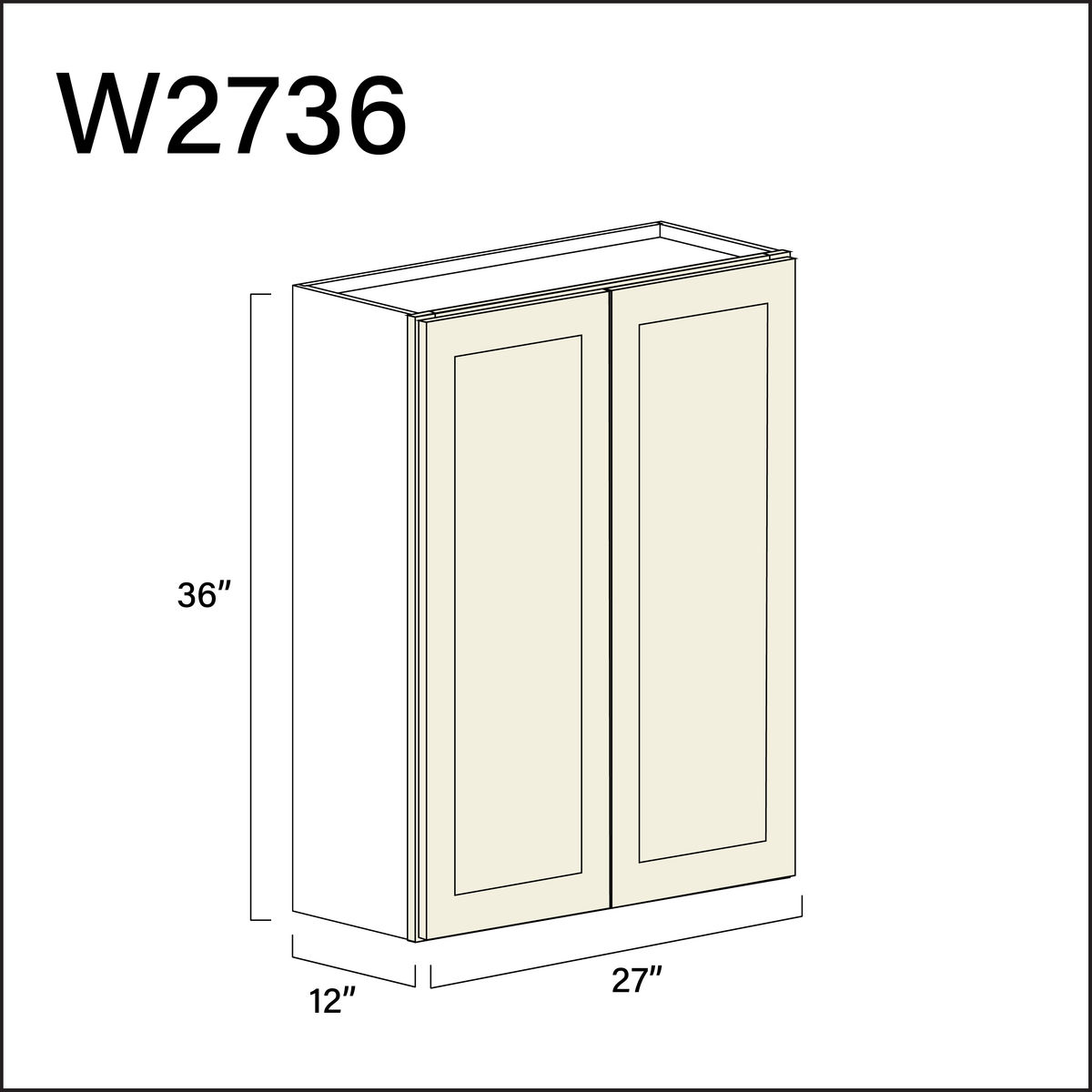 Milkshake White Double Door Wall Cabinet - 27" W x 36" H x 12" D