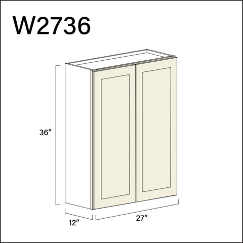Milkshake White Double Door Wall Cabinet - 27" W x 36" H x 12" D