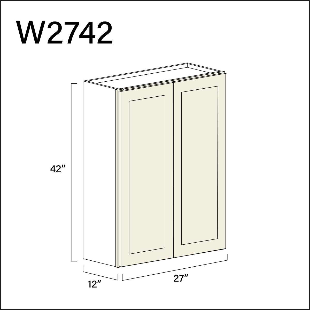 Milkshake White Double Door Wall Cabinet - 27" W x 42" H x 12" D