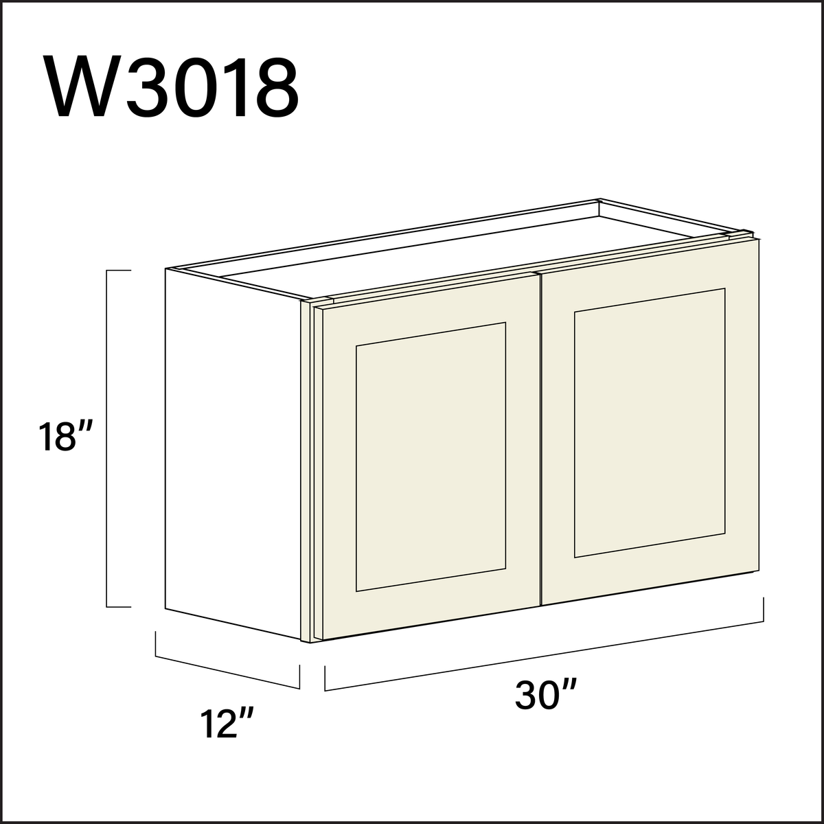 Milkshake White Double Door Wall Cabinet - 30" W x 18" H x 12" D