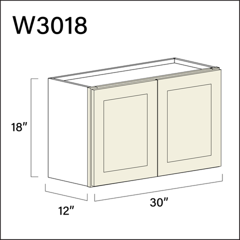 Milkshake White Double Door Wall Cabinet - 30" W x 18" H x 12" D