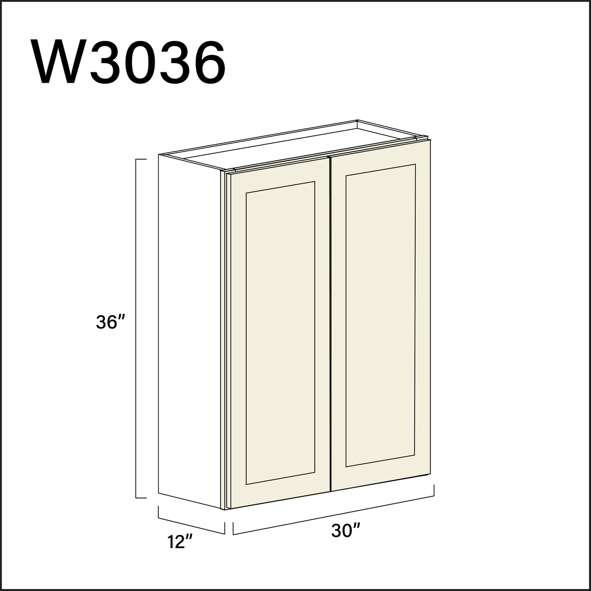 Milkshake White Double Door Wall Cabinet - 30" W x 36" H x 12" D