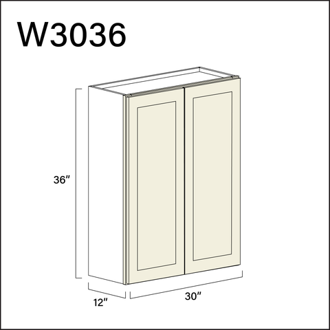 Milkshake White Double Door Wall Cabinet - 30" W x 36" H x 12" D