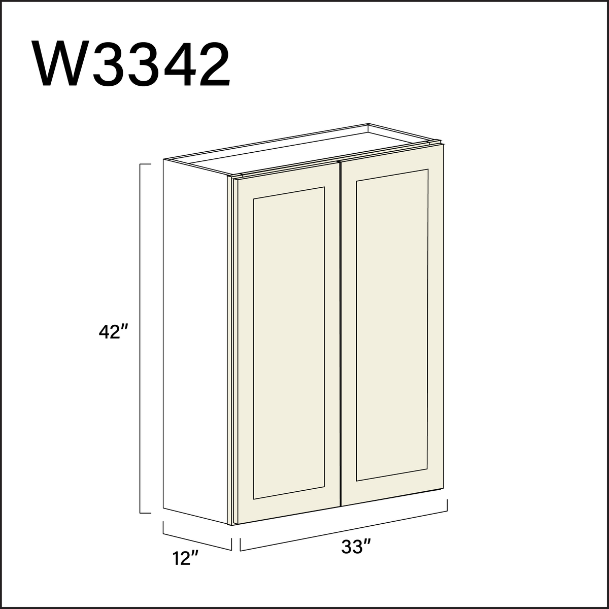 Milkshake White Double Door Wall Cabinet - 33" W x 42" H x 12" D