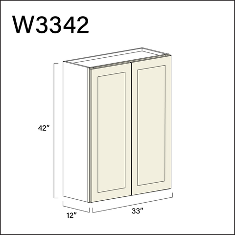 Milkshake White Double Door Wall Cabinet - 33" W x 42" H x 12" D