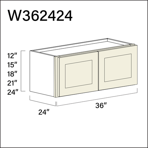 Milkshake White Wall Bridge Double Door Cabinet - 36" W x 24" H x 24" D