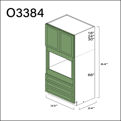 Emerald Green Shaker Single Oven Cabinet - 33" W x 84" H x 24" D