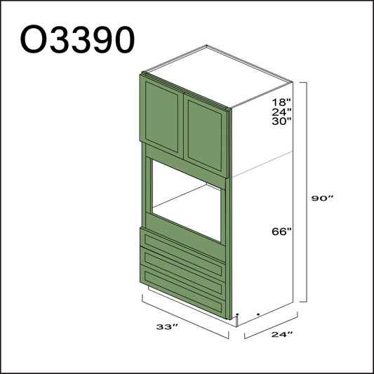 Emerald Green Shaker Single Oven Cabinet - 33" W x 90" H x 24" D