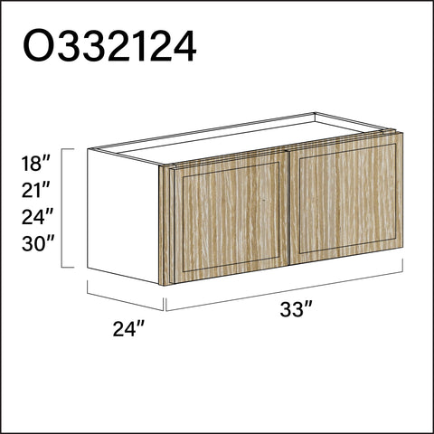 Angel Oak Slim Shaker Double Door Oven Upper Cabinet - 33" W x 21" H x 24" D