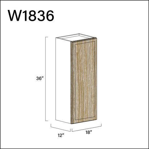 Angel Oak Slim Shaker Single Door Wall Cabinet - 18" W x 36" H x 12" D