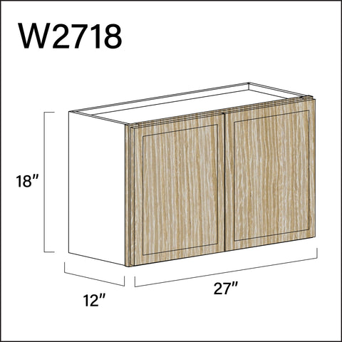 Angel Oak Slim Shaker Double Door Wall Cabinet - 27" W x 18" H x 12" D