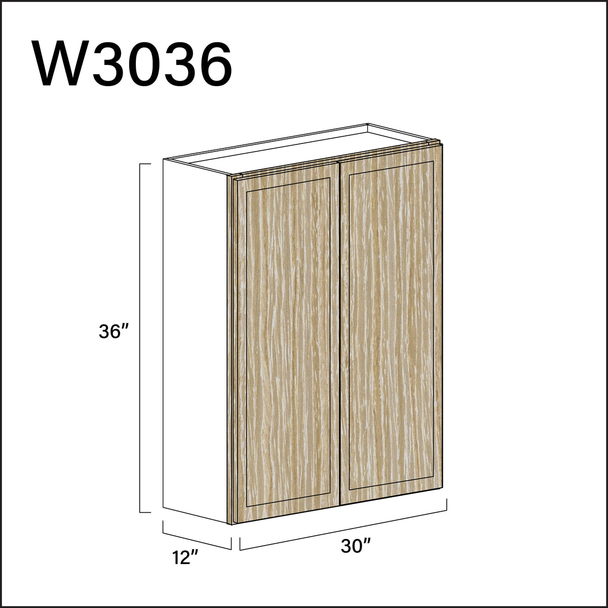 Angel Oak Slim Shaker Double Door Wall Cabinet - 30" W x 36" H x 12" D