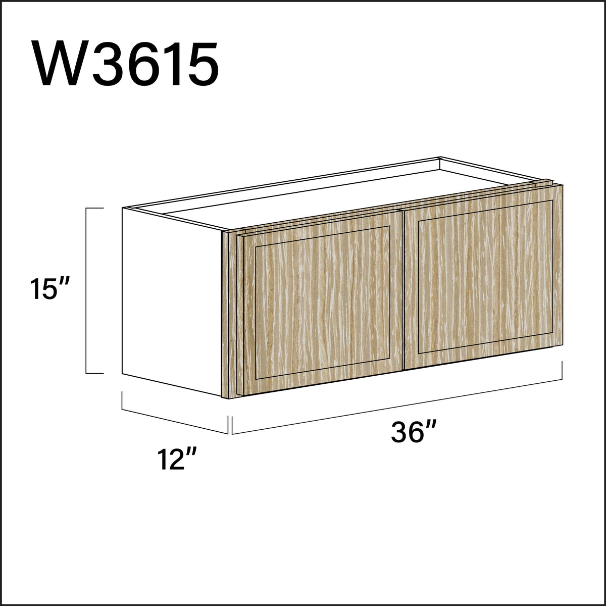 Angel Oak Slim Shaker Double Door Wall Cabinet - 36" W x 15" H x 12" D