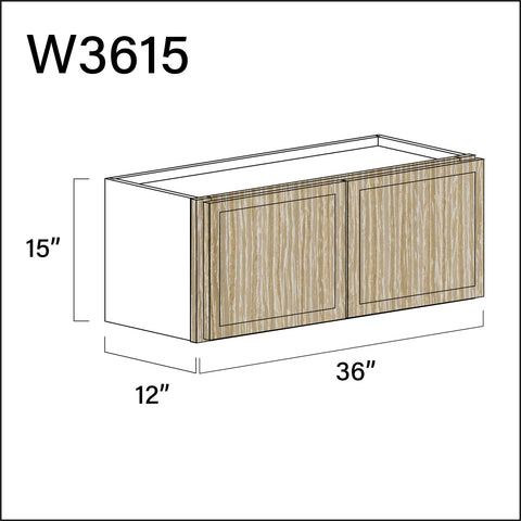Angel Oak Slim Shaker Double Door Wall Cabinet - 36" W x 15" H x 12" D