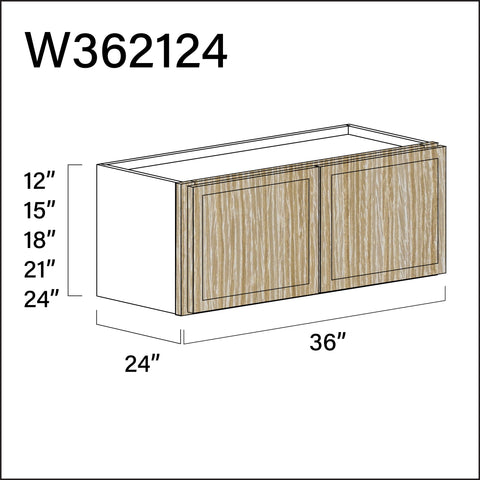 Angel Oak Slim Shaker Wall Bridge Double Door Cabinet - 36" W x 21" H x 24" D