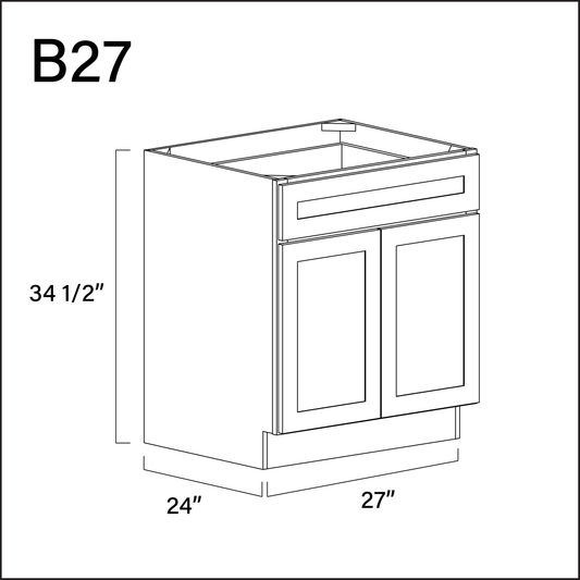 Revival White Antique 1 Drawer 2 Door Kitchen Base Cabinet - 27" W x 34.5" H x 24" D