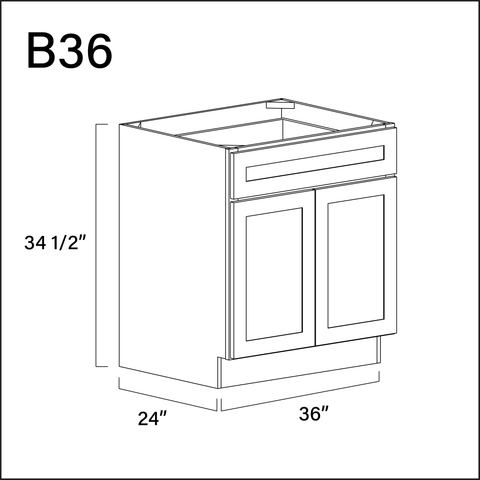 Revival White Antique 1 Drawer 2 Door Kitchen Base Cabinet - 36" W x 34.5" H x 24" D