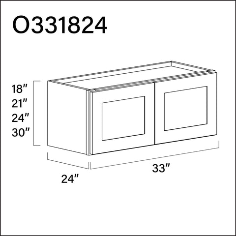 White Shaker Double Door Oven Upper Cabinet - 33" W x 18" H x 24" D
