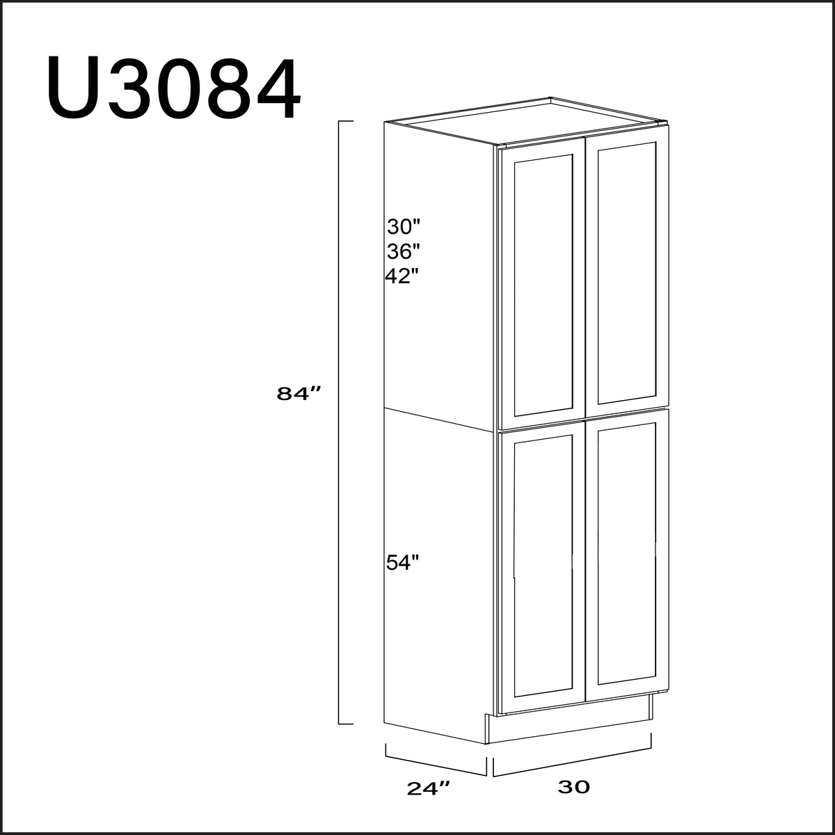 Revival White Antique Double Door Pantry Cabinet - 30" W x 84" H x 24" D